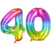 Folat Verjaardag Leeftijd folieballon - 40 jaar - multi kleuren - 86 cm - cijferballon groot