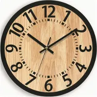 OKWISH Wandklokken - Houten Klok 34 cm - Decoratieve Wandklok voor Woonkamer of Kantoor - Geruisloos Quarzuurwerk - Houtkleur