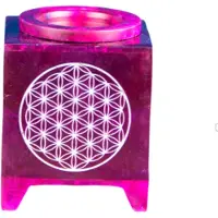Green tree Aromaverdamper Speksteen Levensbloem - Aromalamp Roze 10 x 7.5cm. - Oliebrander