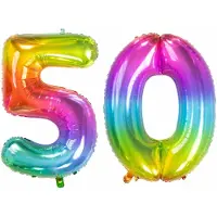 Folat Verjaardag Leeftijd folieballon - 50 jaar - multi kleuren - 86 cm - cijferballon groot