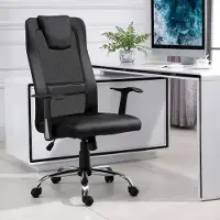 OKWISH Bureaustoel 66 X 73 X 108 118 Cm - Ergonomische S Rugleuning Met Wipfunctie - In Hoogte Verstelbaar - Bonded Leer - Zwart