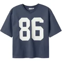 Name it KIDS T-shirt blauw Jongens Katoen V-hals Printopdruk - maat 122/128