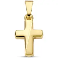 New Bling 9NBG-1006 – Gouden Hanger – Kruis Hanger – 14K Goud – Hol – Glanzend & Mat – Kruis 12 x 8,9 mm