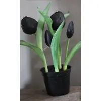 Countryfield zwarte kunsttulpen in een potje set van 2