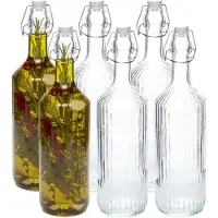 Secret De Gourmet Beugelfles / Weckfles - 6x - transparant glas - luchtdicht - 1 liter - waterfles - 8 x 31 cm
