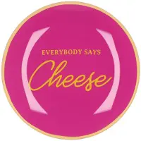 DK Design Daan Kromhout - Glazen Bord - Tekstbordje - Glas - Everybody Says Cheese - Rond - Roze - Ø 18 cm