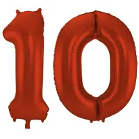Folat Verjaardag Leeftijd folieballon - 10 jaar - rood - 86 cm - cijferballon groot