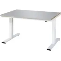 RAU werktafel Adlatus, elektrisch in hoogte verstelbaar, 25 mm MDF-plaat met roestvrijstalen coating, tot 300 kg, B 1500 x D 1000 x H 720-1120 mm, zilver/lichtgrijs