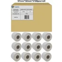 G&G Etiketten , compatibel met Zebra 3006318, 57 x 32 mm, zelfklevend, gecoat, geperforeerd, thermisch papier, wit, 12 x 2100 stuks