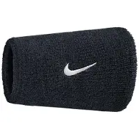 Nike Klassieke Swoosh dubbel brede zweetband (Zwart/Wit)