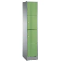 C+P Resisto lockerkast, 1 vak, 4 vakken, B 396 x D 540 x H 1950 mm, lichtgrijs/kleedgroen