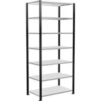 Schulte Lagertechnik MultiPlus150 insteekbaar kantoorrek, basisrek, 7 legborden, zonder middenaanslag, B 1000 x D 600 x H 2300 mm, zwart/lichtgrijs