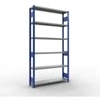Schulte MULTIplus250 rekken zonder schroeven, basisrek, 6 legborden, tot 250 kg per legbord, zonder gereedschap monteerbaar, B 1300 x D 300 x H 2500, gentiaanblauw/verzinkt