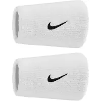 Nike Klassieke Swoosh dubbel brede polsband (Set van 2) (Wit/zwart)