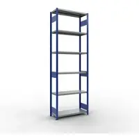 Schulte Lagertechnik MULTIplus250 rekken zonder schroeven, basisrek, B 1000 x D 400 x H 3000 mm, staal, RAL 5010 gentiaanblauw/verzinkt