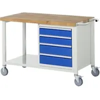 RAU Werkbank serie 8162, verrijdbaar, 4 schuifladen, B 1250 x D 700 x H 880 mm
