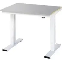 RAU werktafel Adlatus, elektrisch in hoogte verstelbaar, 25 mm MDF-plaat met roestvrijstalen coating, tot 300 kg, B 1000 x D 800 x H 720-1120 mm, zilver/lichtgrijs