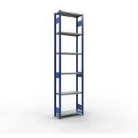 Schulte Lagertechnik MULTIplus 250 boutloos rekkensysteem, basisrek, lengte bout, 3000x750x300 mm, 7 legborden, gentiaanblauw/verzinkt