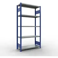Schulte Lagertechnik MULTIplus250 boutloze rekken, basisrek, 5 legborden, 2000 x 1000 x 400 mm, 250 kg, RAL 5010 gentiaanblauw/verzinkt