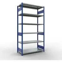 Schulte MULTIplus250 rekken zonder gereedschap, basisrek, 6 legborden, tot 250 kg per legbord, montage zonder gereedschap B 1300 x D 600 x H 2500, gentiaanblauw/verzinkt