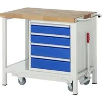 RAU Werkbank serie 8162 - neerlaatbaar - verrijdbaar- 4 schuifladen - B 1000 x D 700 x H 880 mm