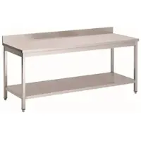 Gastro-Inox RVS werktafel met achteropstand en onderblad, 2000(l)x700(d)x850(h)mm