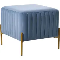 Beliani UTAH - Voetenbank - Blauw - Fluweel