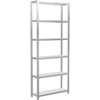 Schulte Lagertechnik MultiPlus250 rekkensysteem zonder schroeven, basisrek, 6 legborden, dwarsverbindingen, B 1000 x D 300 x H 2500 mm, lichtgrijs RAL 7035