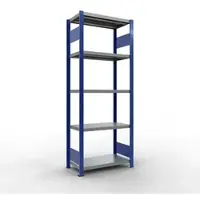 Schulte Lagertechnik MULTIplus 250 boutloos rekkensysteem, basisrek, lengte bout, 2000x750x400 mm, 5 legborden, gentiaanblauw/verzinkt