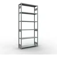 Schulte MULTIplus250 rekken zonder gereedschap, basisrek, 7 legborden, tot 250 kg per legbord, montage zonder gereedschap B 1300 x D 400 x H 3000, zilvergrijs