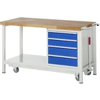 RAU Werkbank serie 8162 - neerlaatbaar - verrijdbaar - 4 schuifladen - B 1500 x D 700 x H 880 mm