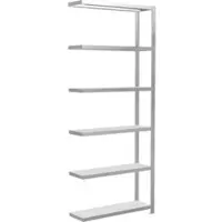 Schulte Lagertechnik MultiPlus250 rekkensysteem zonder schroeven, aanbouwrek, 6 legborden, dwarsverbindingen, B 1000 x D 300 x H 2500 mm, lichtgrijs RAL 7035