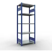 Schulte Lagertechnik MULTIplus 250 boutloos rekkensysteem, basisrek, lengte bout, 2000x750x500 mm, 5 legborden, gentiaanblauw/verzinkt