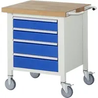 RAU Werkbank serie 8162, verrijdbaar, 4 schuifladen, B 750 x D 700 x H 880 mm