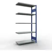 Schulte Lagertechnik MULTIplus 250 boutloos rekkensysteem, boutloze aanbouwstelling, lengte bout, 2000x1000x400 mm, 5 legborden, gentiaanblauw/verzinkt