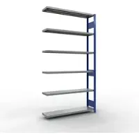 Schulte Lagertechnik MULTIplus 250 rekkensysteem zonder grendel, lengte grendel, 2500x1300x300 mm, 6 legborden, gentiaanblauw/verzinkt
