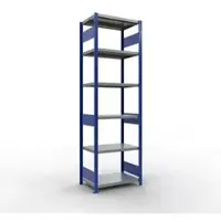 Schulte Lagertechnik MULTIplus 250 boutloos rekkensysteem, basisrek, lengte bout, 2500x750x500 mm, 6 legborden, gentiaanblauw/verzinkt