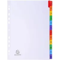 Exacompta 20x Tabbladen karton 160g - versterkte gekleurde tabs + inbdexblad - 12 tabs - A4 - Wit - 1112E