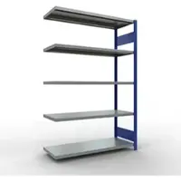 Schulte Lagertechnik MULTIplus 250 rekkensysteem zonder grendel, lengte grendel, 2000x1300x500 mm, 5 legborden, gentiaanblauw/verzinkt.