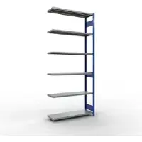 Schulte Lagertechnik MULTIplus 250 boutloos rekkensysteem, boutloze aanbouwstelling, lengte bout, 3000x1300x400 mm, 7 legborden, gentiaanblauw/verzinkt