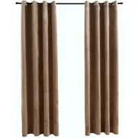 vidaXL Gordijn verduisterend met ringen 2 st 140x175 cm fluweel beige
