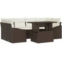 vidaXL Tuinset, 7-delig, bruin, polyrotan