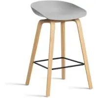 HAY Barstoel AAS32 Low Water-Based Lacquered Oak Veneer 4 Leg Base Black Powder Coated Steel Footrest H65 Concrete Grey 2.0