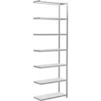 Schulte Lagertechnik MultiPlus250 rekkensysteem zonder schroeven, aanbouwrek, 7 legborden, dwarsverbindingen, B 1000 x D 400 x H 3000 mm, lichtgrijs RAL 7035