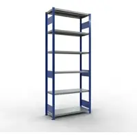 Schulte Lagertechnik MULTIplus250 rekken zonder schroeven, B 1000 x D 400 x H 2500 mm, staal, RAL 5010 gentiaanblauw/zilvergrijs