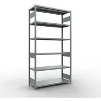 Schulte MULTIplus250 rekken zonder gereedschap, basisrek, 6 legborden, tot 250 kg per legbord, montage zonder gereedschap B 1300 x D 500 x H 2500, zilvergrijs