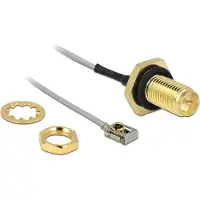 DeLOCK MHF I LK (v) - RP-SMA (v) kabel met afdichtring - Micro Coax (1,13 mm) - 50 Ohm / grijs - 0,10 meter