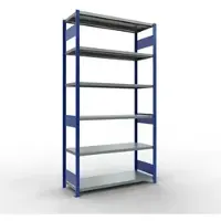 Schulte MULTIplus250 rekken zonder schroeven, basisrek, 6 legborden, tot 250 kg per legbord, zonder gereedschap monteerbaar, B 1300 x D 500 x H 2500, gentiaanblauw/verzinkt