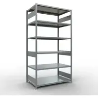 Schulte MULTIplus250 rekken zonder gereedschap, basisrek, 6 legborden, tot 250 kg per legbord, montage zonder gereedschap B 1300 x D 800 x H 2500, zilvergrijs