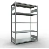 Schulte MULTIplus250 rekken zonder gereedschap, basisrek, 5 legborden, tot 250 kg per legbord, montage zonder gereedschap B 1300 x D 600 x H 2000, zilvergrijs